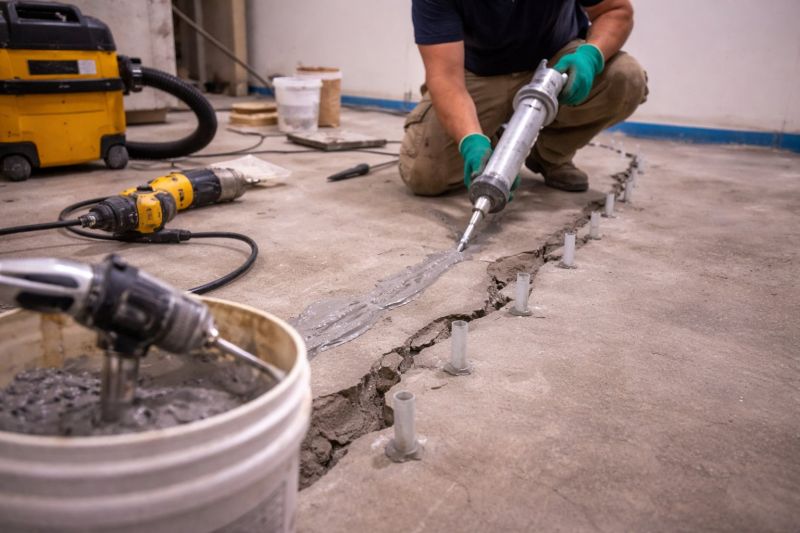 Cracked Basement Floor Repair in Pinckney, MI