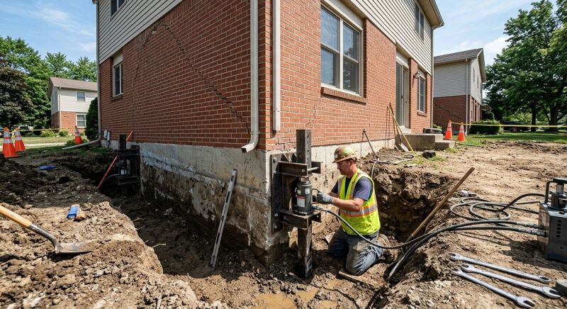 Sinking Foundation Repair in Pinckney, MI